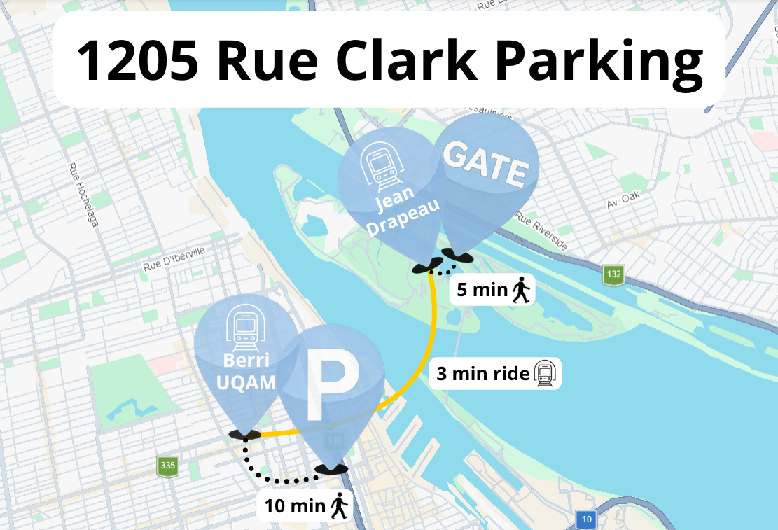 1205 Rue Clark parking map for F1 Canadian Grand Prix 2026