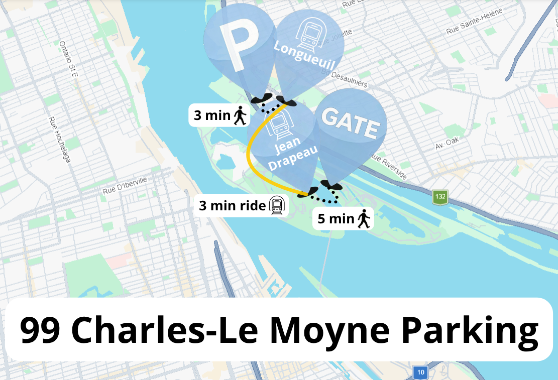 Place Charles-Le Moyne park and ride map for F1 Canadian Grand Prix 2026