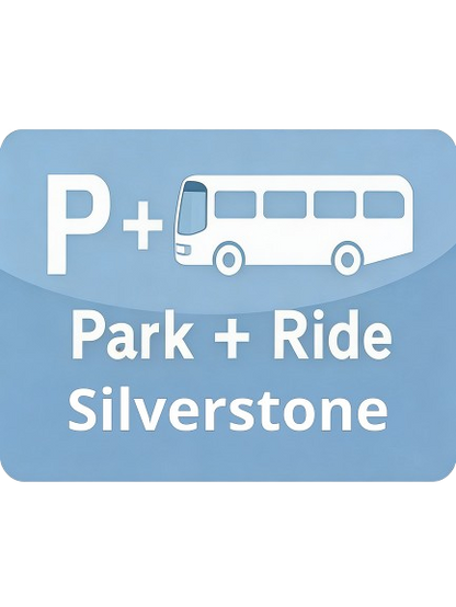 Silverstone F1 British Grand Prix 2026 Park and Ride sign directing drivers to shuttle pick-up point for race weekend parking